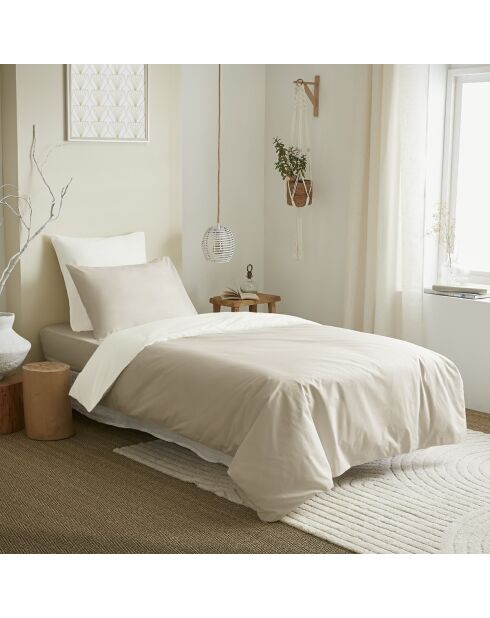 Copripiumino, lenzuolo con angoli elasticizzati e federe in lino/bianco - per letti 90x190 cm