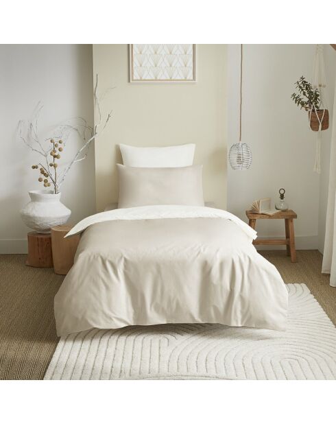 Copripiumino, lenzuolo con angoli elasticizzati e federe in lino/bianco - per letti 90x190 cm