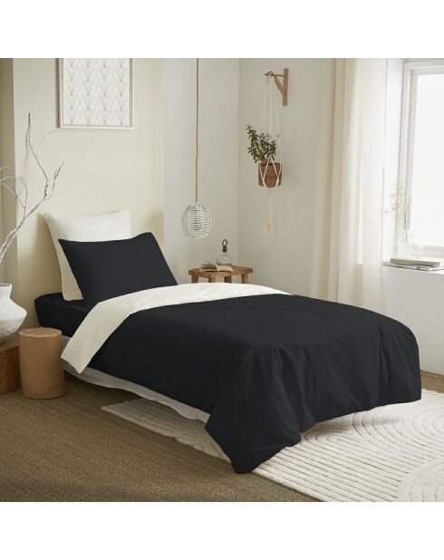 Funda de edredón, sábana bajera y fundas de almohada en blanco y negro