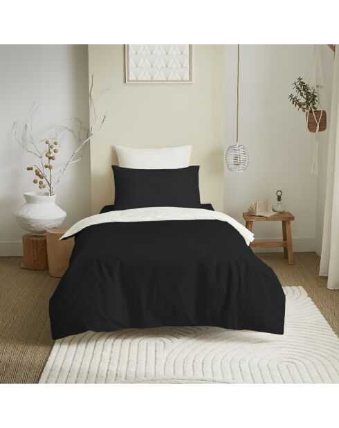 Funda de edredón, sábana bajera y fundas de almohada en blanco y negro