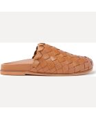 Sabots en cuir cognac