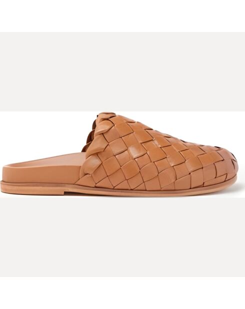 Sabots en cuir cognac