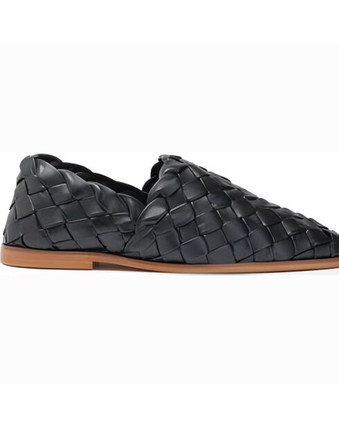 Chaussures plates en cuir noires