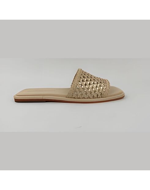 Sandales plates en cuir dorées