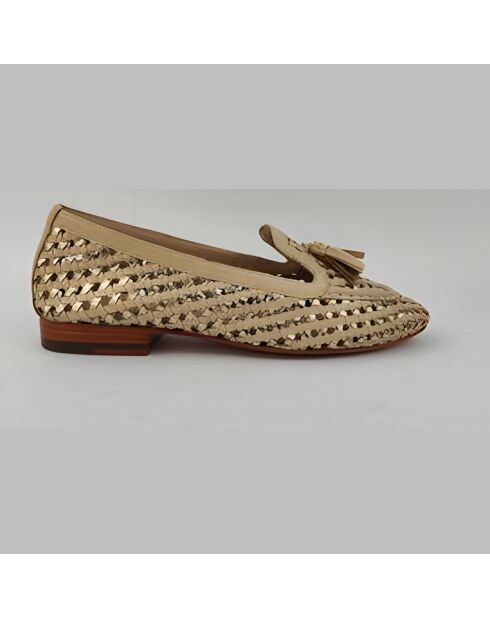 Mocassins à pampilles en cuir dorés