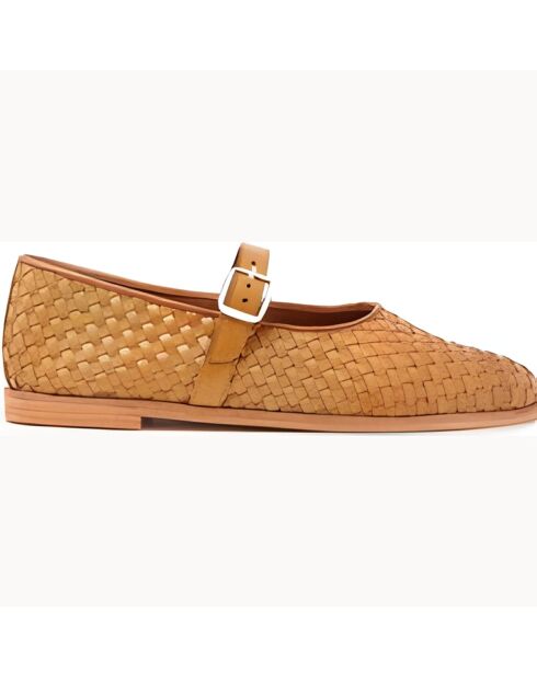 Babies à bride en cuir cognac