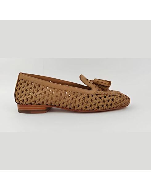 Mocassins à pampilles en cuir camel