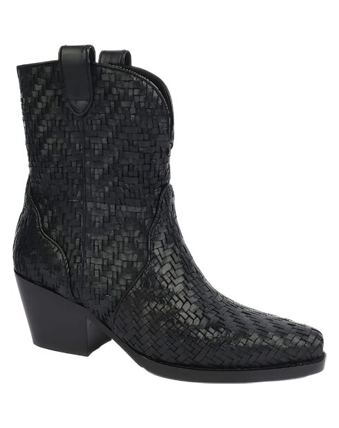 Bottines cowboy en cuir noires