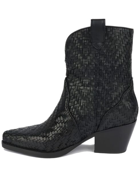 Bottines cowboy en cuir noires