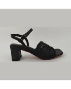 Sandales à talon en cuir noires