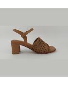 Sandales à talon en cuir camel