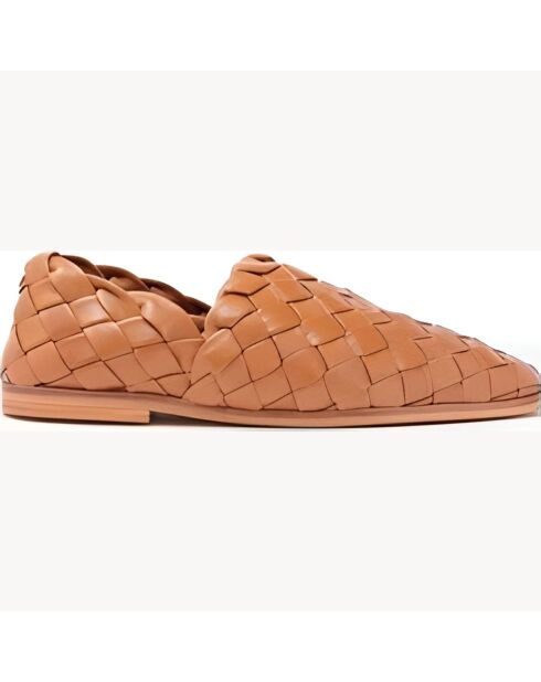 Chaussures plates en cuir camel