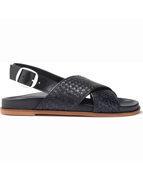 Sandales à brides croisées en cuir noires