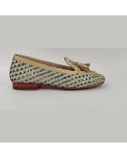Mocassins à pampilles en cuir bleu métallisé
