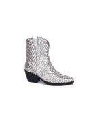 Bottines cowboy en cuir argentées