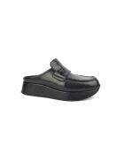 Sabots compensés en cuir noirs