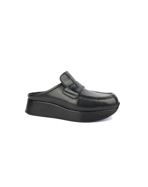 Sabots compensés en cuir noirs