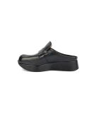 Sabots compensés en cuir noirs