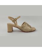 Sandales à talon en cuir dorées