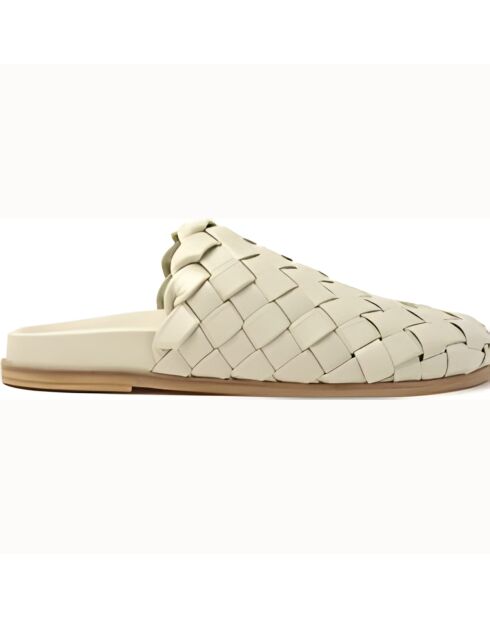 Sabots en cuir beiges