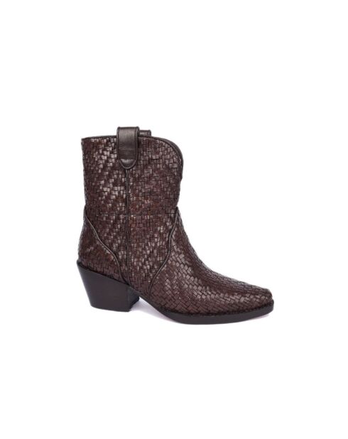Bottines cowboy en cuir marron foncé