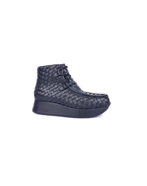 Bottines à plateforme en cuir noires