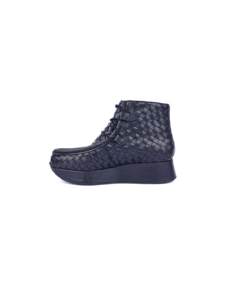 Bottines à plateforme en cuir noires