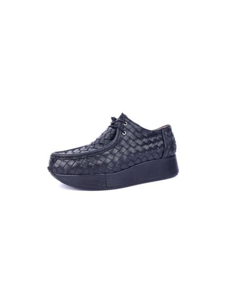 Derbies compensés en cuir nappa noires