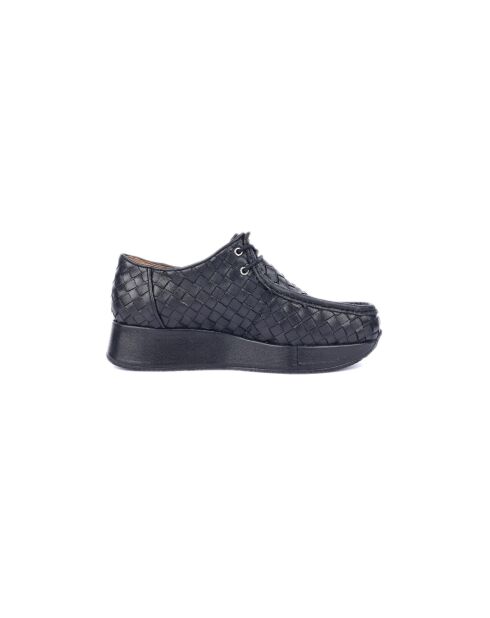 Derbies compensés en cuir nappa noires