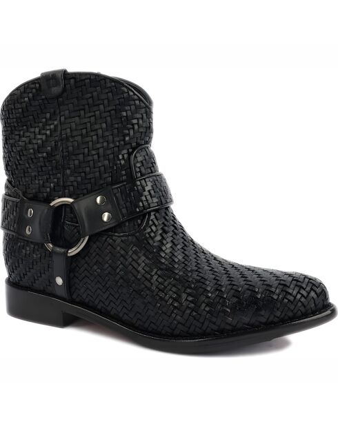 Bottines à bride en cuir noires