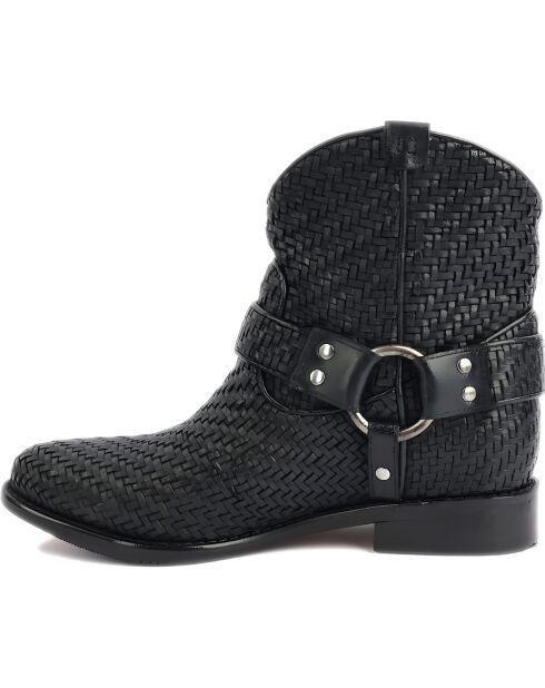 Bottines à bride en cuir noires