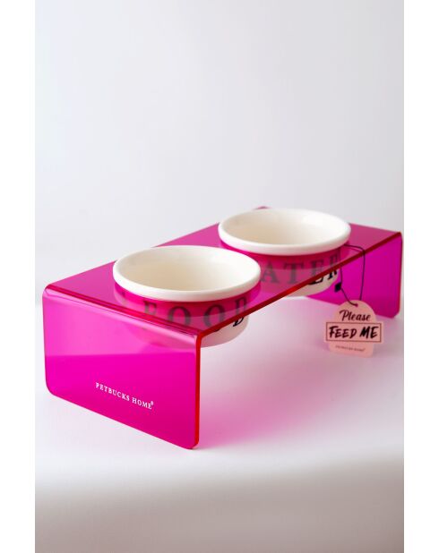 Ikıli Seramik fuchsia dubbele dierenschalen - 29x14x10 cm
