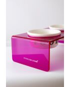 Ciotole doppie Ikıli Seramik fucsia con animali - 29x14x10 cm