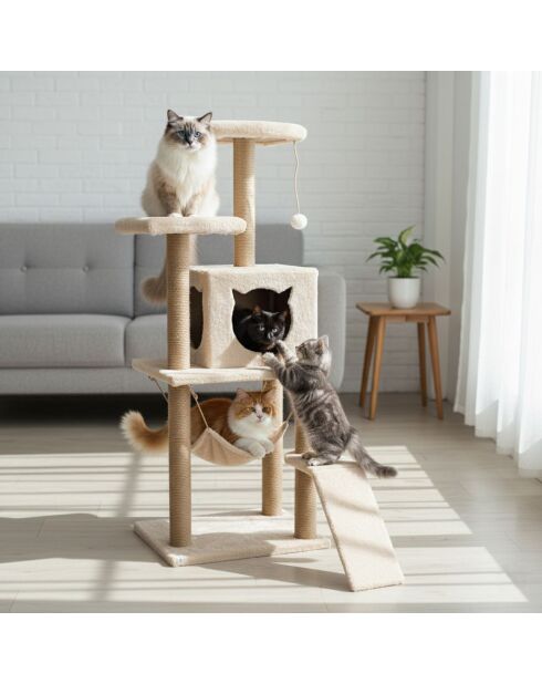 Casa para gatos Pandora beige - 50x35x125 cm
