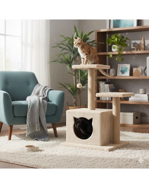 Casetta per gatti beige Lotti - 45x35x72 cm