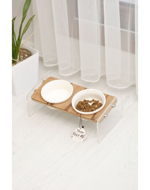 Ikili Ahsap dubbele dierenschalen transparant - 32x17x12 cm