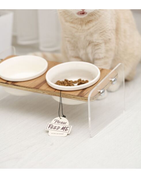 Ikili Ahsap dubbele dierenschalen transparant - 32x17x12 cm