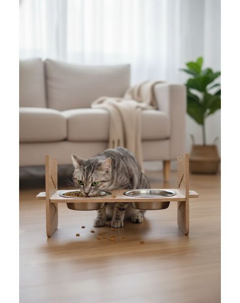 Ciotole doppie beige con animali Apvm5