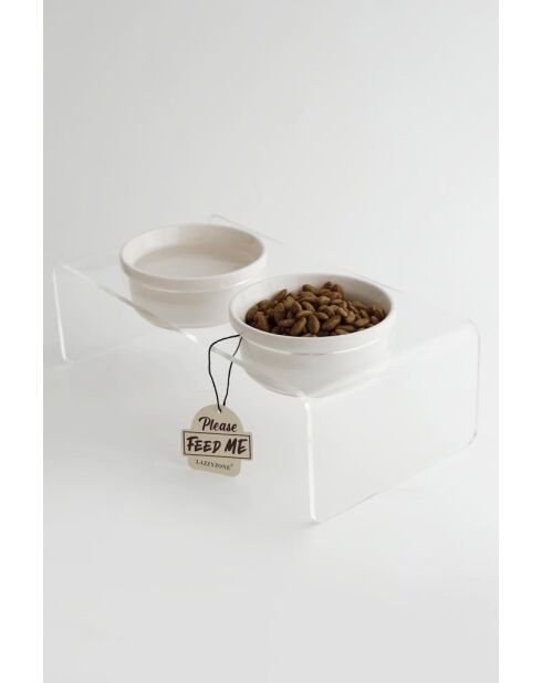 Ikıli Seramik dubbele dierenschalen transparant - 29x14x10 cm