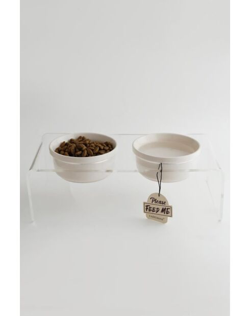 Ikıli Seramik dubbele dierenschalen transparant - 29x14x10 cm