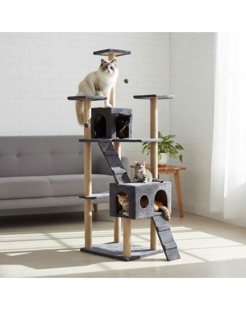 Casa para gatos Verona negra - 60x45x172 cm