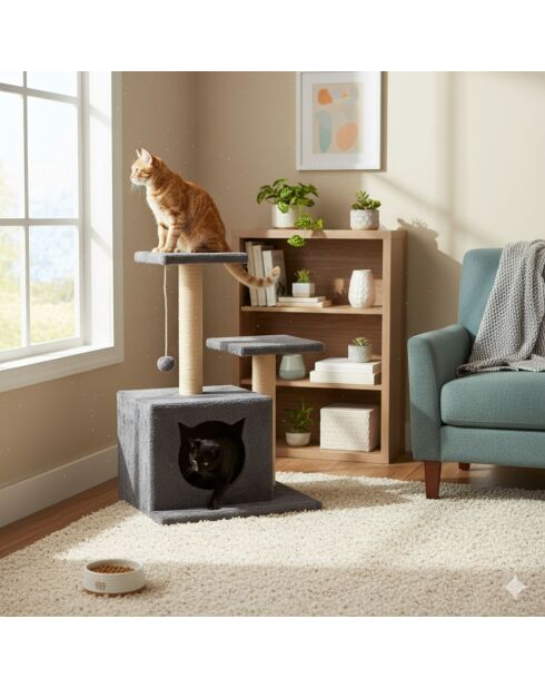 Lotti kattenhuis antraciet - 45x35x72 cm