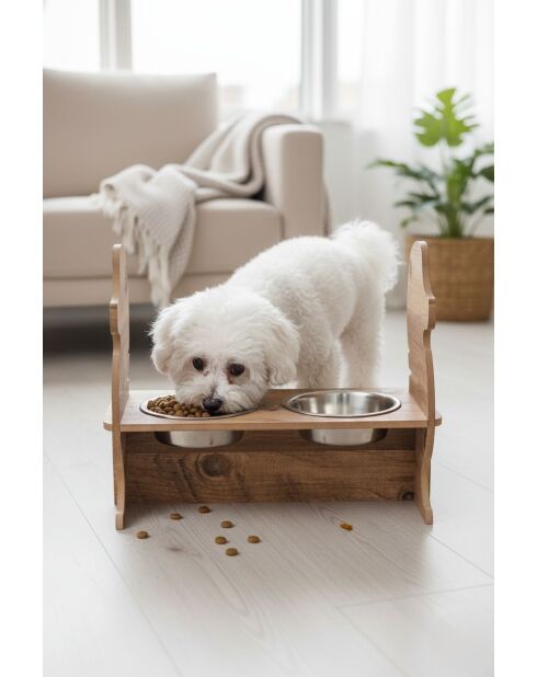 Ciotole doppie beige con animali Apvm9