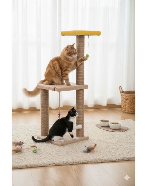 Albero per gatti Iki Katli crema - 34x34x82 cm