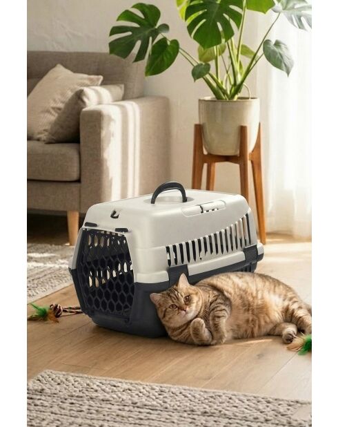 Caja de transporte de animales 5097-R-1 negra - 56,6x40x68,5 cm