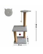 Árbol para gatos Tina 2 gris - 35x28x80 cm