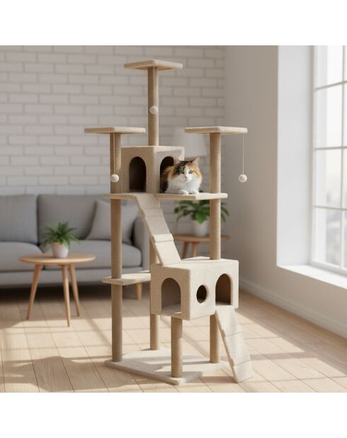 Beige kattenhuis Verona - 60x45x172 cm
