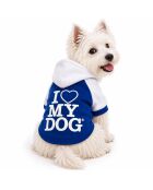 Love My Dog L blauwe hondenhoodie