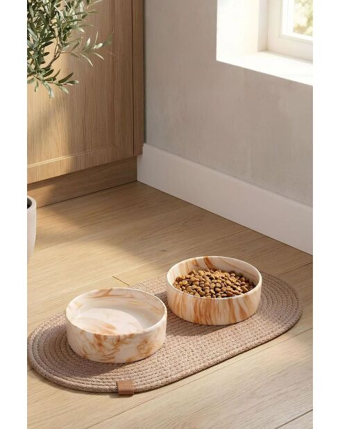 Ensemble de 2 gamelles pour animaux beige - 14x5 cm