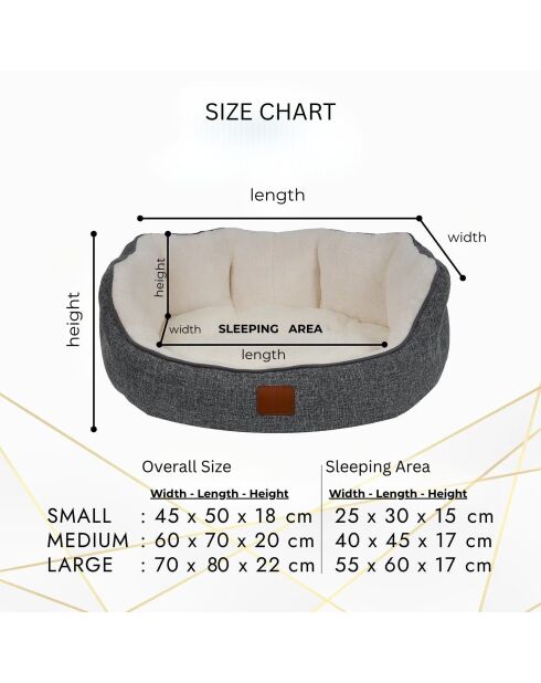 Coco S grijs huisdierenbed - 48x40x16 cm